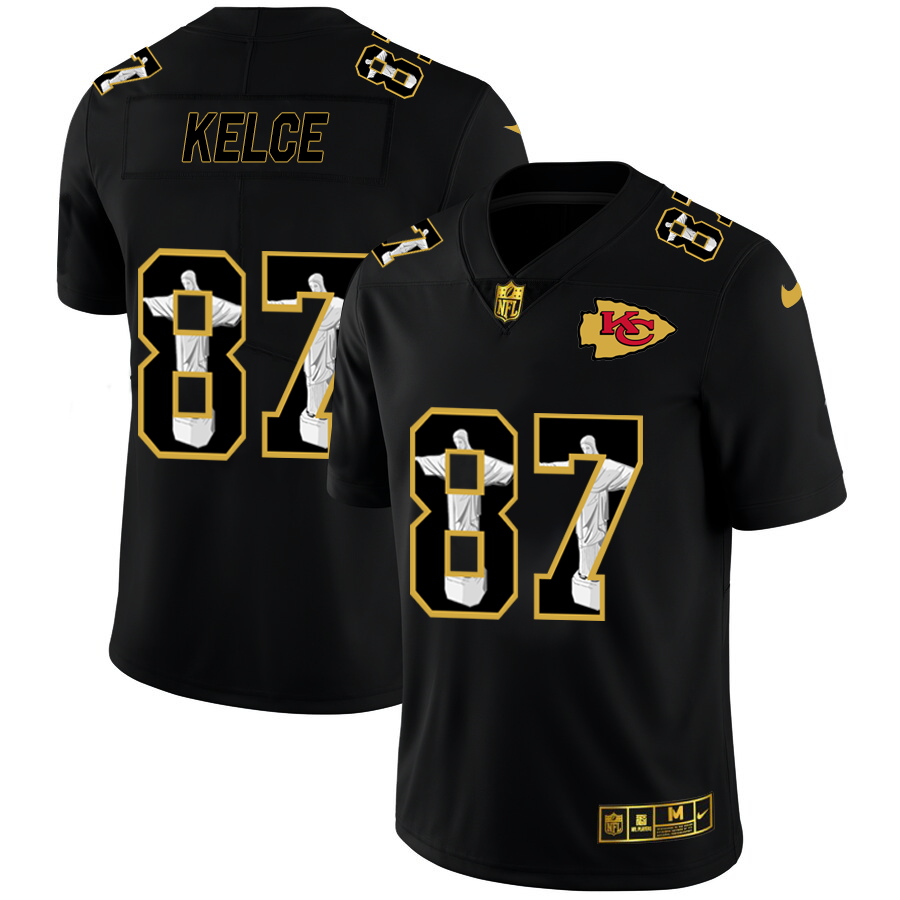 Kansas City Chiefs #87 Travis Kelce Carbon Black Vapor Cristo Redentor Limited Jersey