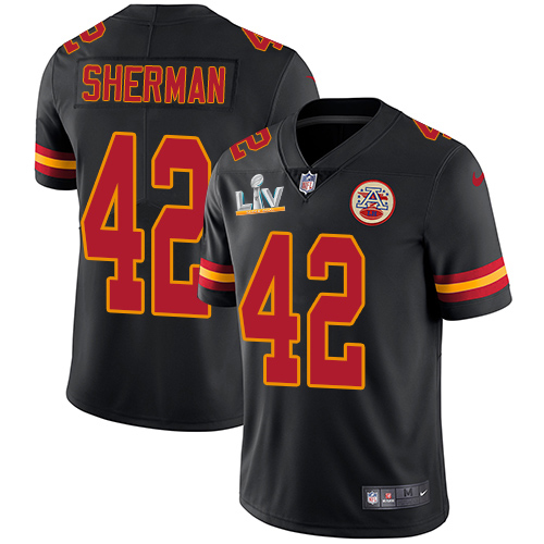 Kansas City Chiefs #42 Anthony Sherman Black Youth Super Bowl LV Bound Stitched Limited Rush Jersey Youth