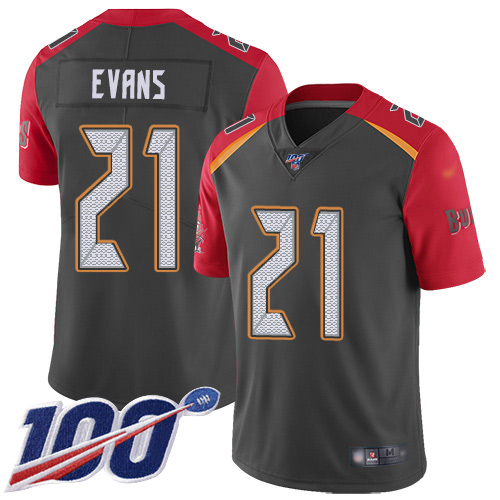 Tampa Bay Buccaneers #21 Justin Evans Gray Men's Stitched Limited Inverted Legend 100th Season Jersey Men's