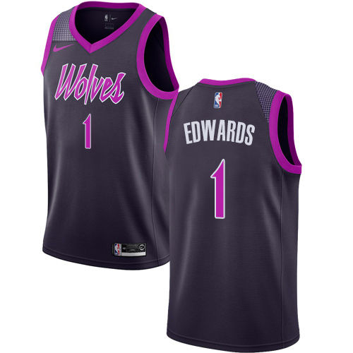 Minnesota Timberwolves #1 Anthony Edwards Purple Womens Swingman City Edition 2018/19 Jersey Womens
