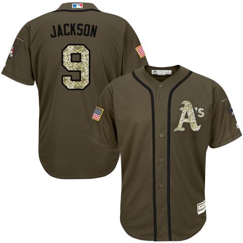 Oakland Athletics #9 Reggie Jackson Green Salute to Service Stitched Jersey Men's