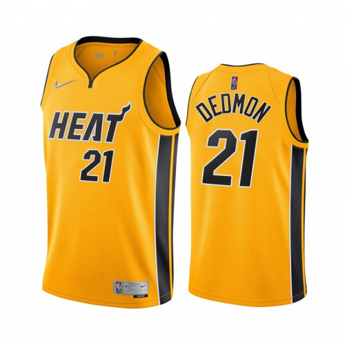 Miami Miami Heat #21 Dewayne Dedmon Yellow Youth Swingman 2020-21 Earned Edition Jersey Youth