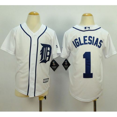 Detroit Tigers #1 Jose Iglesias White Cool Base Stitched Youth Jersey Youth