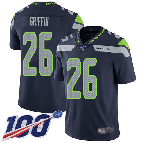Seattle Seahawks #26 Shaquem Griffin Steel Blue Team Color Youth Stitched 100th Season Vapor Limited Jersey Youth