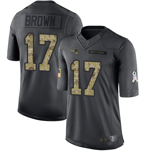 New England Patriots #17 Antonio Brown Black Men's Stitched Limited 2016 Salute To Service Jersey Men's