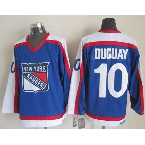 New York Rangers #10 Ron Duguay Blue/White CCM Throwback Stitched Jersey Men's