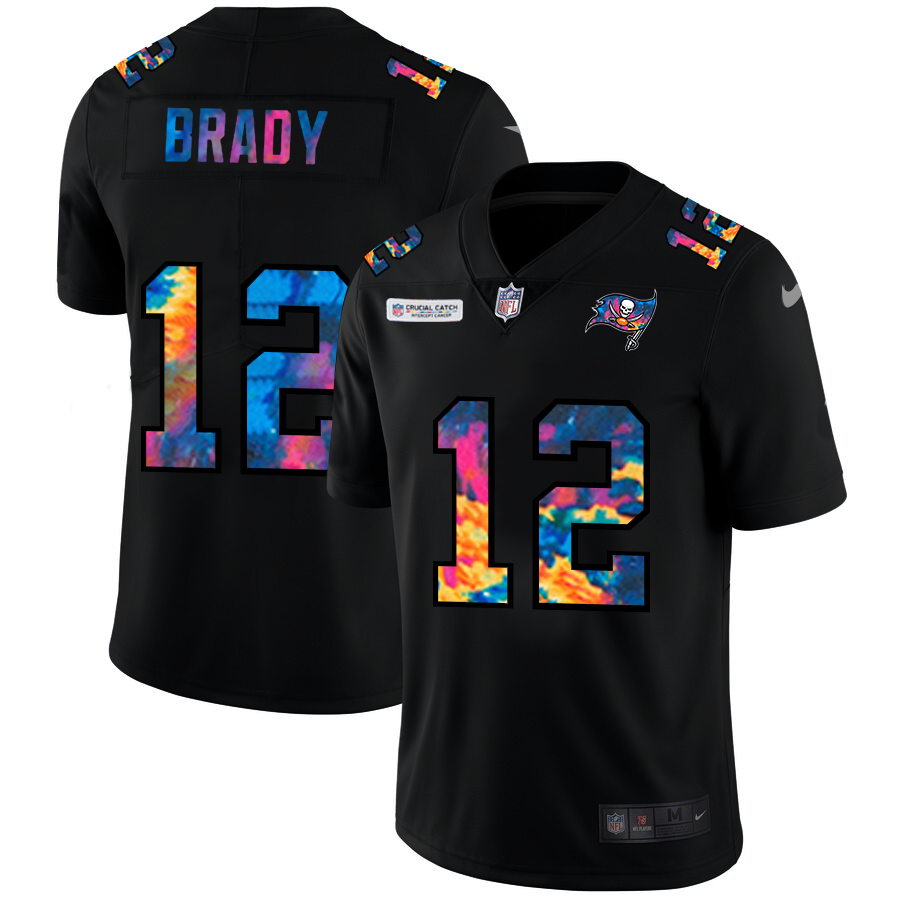 Tampa Bay Buccaneers #12 Tom Brady Men's Multi-Color Black 2020 Crucial Catch Vapor Untouchable Limited Jersey