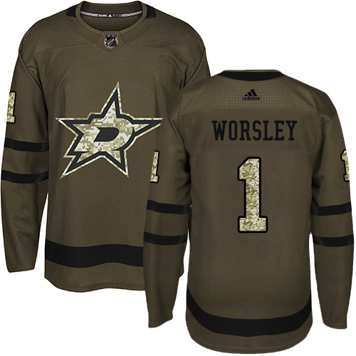 Adidas Dallas Stars #1 Gump Worsley Green Salute to Service Stitched Jersey Men's