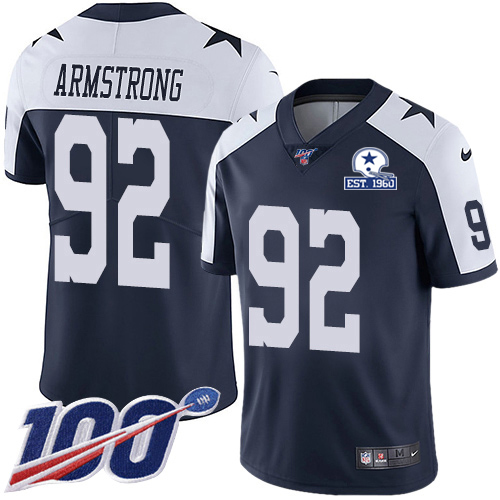 Dallas Cowboys #92 Dorance Armstrong Navy Blue Thanksgiving Men's Stitched With Established In 1960 Patch 100th Season Vapor Untouchable Limited T