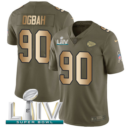Kansas City Chiefs #90 Emmanuel Ogbah Olive/Gold Super Bowl LIV 2020 Men's Stitched Limited 2017 Salute To Service Jersey Men's