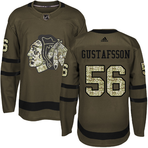 Adidas Chicago Blackhawks #56 Erik Gustafsson Green Salute to Service Stitched Jersey Men's