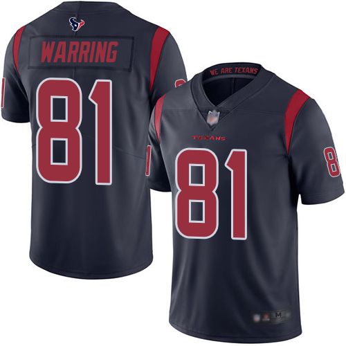 Houston Texans #81 Kahale Warring Navy Blue Men's Stitched Limited Rush Jersey Men's