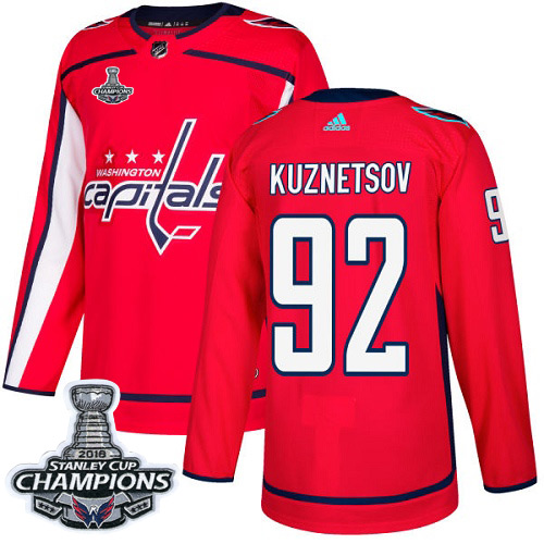 Adidas Washington Capitals #92 Evgeny Kuznetsov Red Home Authentic Stanley Cup Final Champions Stitched Jersey Men's