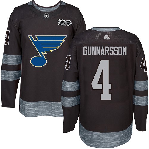 Adidas St. Louis Blues #4 Carl Gunnarsson Black 1917-2017 100th Anniversary Stitched Jersey Men's