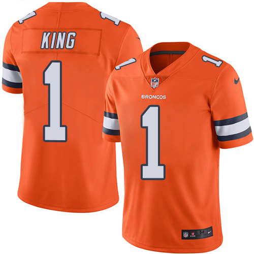 Denver Broncos #1 Marquette King Orange Men's Stitched Limited Rush Jersey Men's