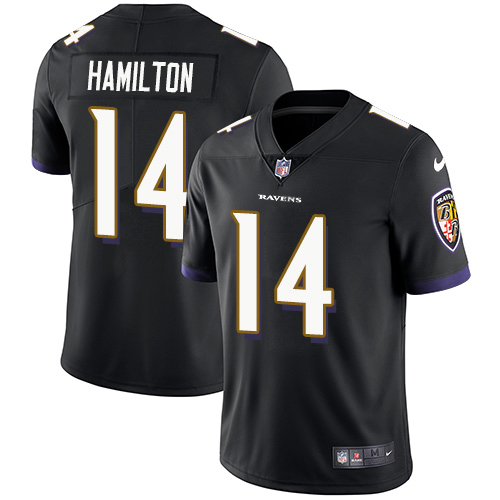 Ravens #14 Kyle Hamilton Black Alternate Men's Stitched Vapor Untouchable Limited Jersey