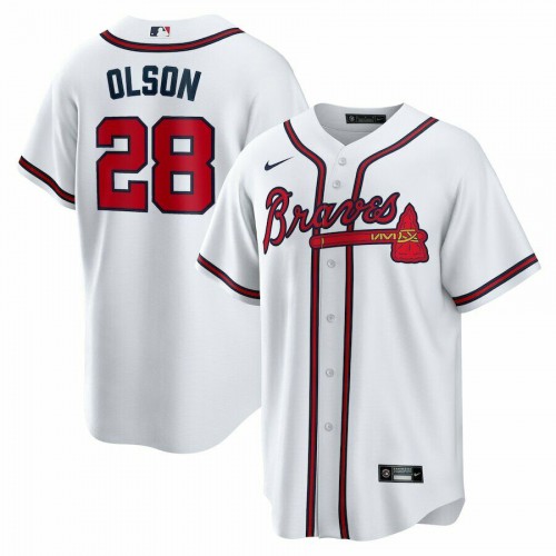 Atlanta Atlanta Braves #28 Matt Olson Youth White Home Official Player Jersey Youth