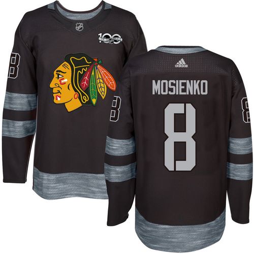 Adidas Chicago Blackhawks #8 Bill Mosienko Black 1917-2017 100th Anniversary Stitched Jersey Men's