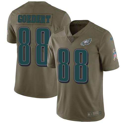 Eagles #88 Dallas Goedert Olive Youth Stitched Limited 2017 Salute To Service Jersey