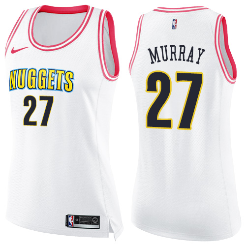 Denver Nuggets #27 Jamal Murray White/Pink Womens Swingman Fashion Jersey Womens