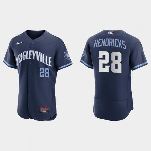 Chicago Chicago Cubs #28 Kyle Hendricks Men's 2021 City Connect Authentic Navy Jersey Men's