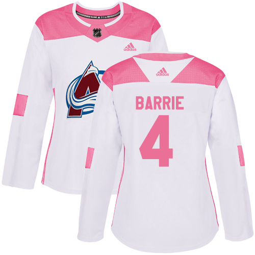Adidas Colorado Avalanche #4 Tyson Barrie White/Pink Authentic Fashion Women's Stitched Jersey Womens