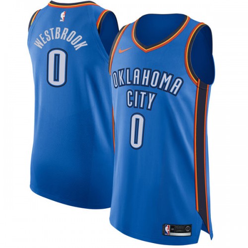 Oklahoma City Thunder #0 Russell Westbrook Blue Authentic Icon Edition Jersey Mens