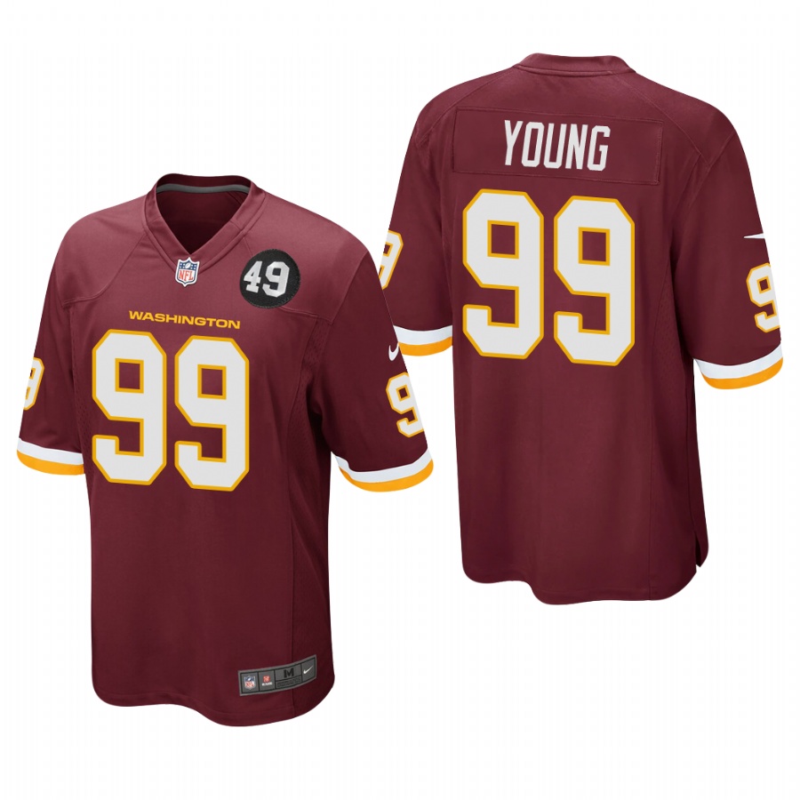 Washington Redskins #99 Chase Young Men's Burgundy Bobby Mitchell Uniform Patch Game Jersey