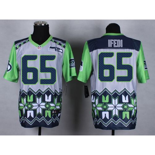 Seattle Seahawks #65 Germain Ifedi Grey Men's Stitched Elite Noble Fashion Jersey Men's