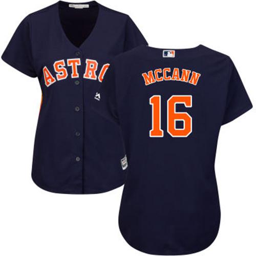 Houston Astros #16 Brian McCann Navy Blue Alternate Women's Stitched Jersey Womens