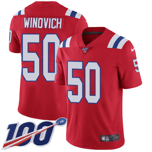 New England Patriots #50 Chase Winovich Red Alternate Men's Stitched 100th Season Vapor Limited Jersey Men's