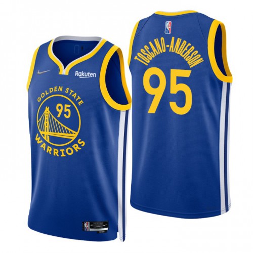 Golden State Warriors #95 Juan Toscano-Anderson Royal Mens 2021-22 75th Anniversary Diamond Swingman Jersey - Icon Edition Mens