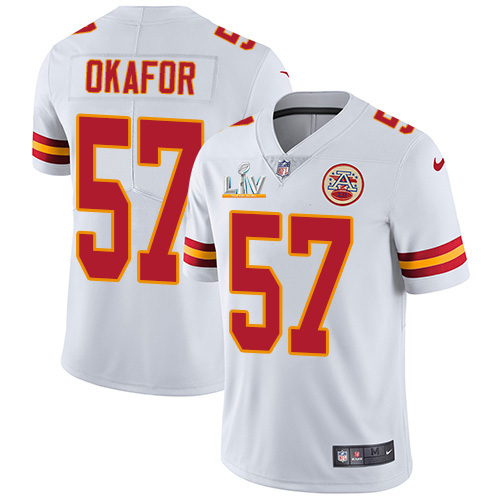 Kansas City Chiefs #57 Alex Okafor White Youth Super Bowl LV Bound Stitched Vapor Untouchable Limited Jersey Youth