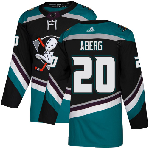 Adidas Anaheim Ducks #20 Pontus Aberg Black/Teal Alternate Authentic Stitched Jersey Men's