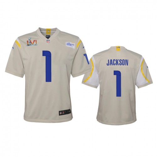 Los Angeles Los Angeles Rams #1 Desean Jackson Youth Super Bowl LVI Patch Game Jersey - Bone Youth