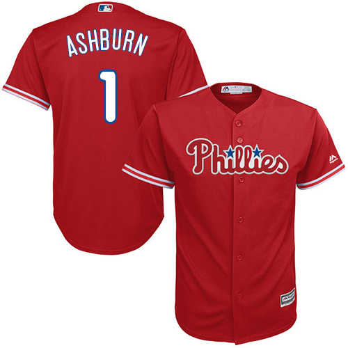Philadelphia Phillies #1 Richie Ashburn Red Cool Base Stitched Youth Jersey Youth
