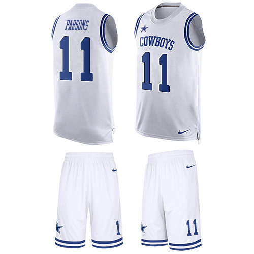 Cowboys #11 Micah Parsons White Team Color Men's Stitched Limited Tank Top Suit Jersey