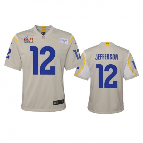 Los Angeles Los Angeles Rams #12 Van Jefferson Youth Super Bowl LVI Patch Game Jersey - Bone Youth