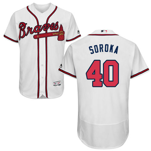 Atlanta Braves #40 Mike Soroka White Flexbase Authentic Collection Stitched Jersey Men's