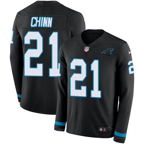 Panthers #21 Jeremy Chinn Black Team Color Men's Stitched Limited Therma Long Sleeve Jersey