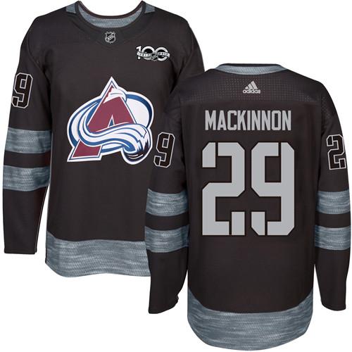 Adidas Colorado Avalanche #29 Nathan MacKinnon Black 1917-2017 100th Anniversary Stitched Jersey Men's