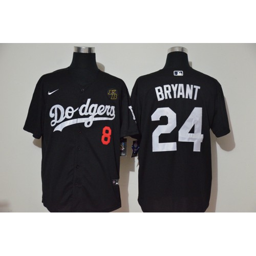 Los Angeles Los Angeles Dodgers #8 #24 Kobe Bryant Men's Black Cool Base 2020 KB Patch Jersey Men's