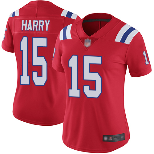 New England Patriots #15 N'Keal Harry Red Alternate Women's Stitched Vapor Untouchable Limited Jersey Womens