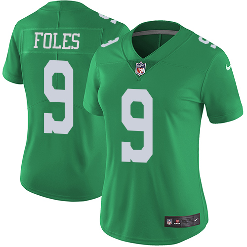Philadelphia Eagles #9 Nick Foles Green Women's Stitched Limited Rush Jersey Womens