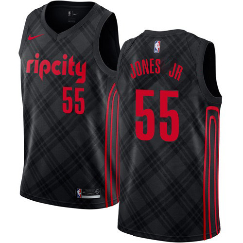 Portland Trail Blazers #55 Derrick Jones Jr Black Swingman City Edition Jersey Mens