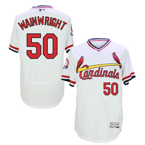 St.Louis Cardinals #50 Adam Wainwright White Flexbase Authentic Collection Cooperstown Stitched Jersey Men's