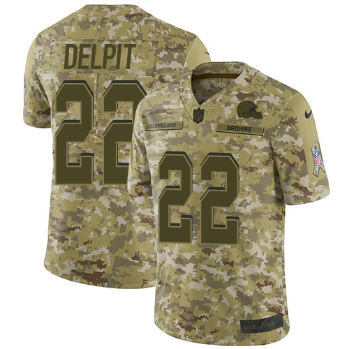 Cleveland Browns #22 Grant Delpit Camo Men's Stitched Limited 2018 Salute To Service Jersey Men's