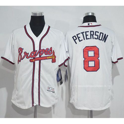Atlanta Braves #8 Jace Peterson White Flexbase Authentic Collection Stitched Jersey Men's