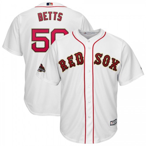 Boston Boston Red Sox #50 Mookie Betts Majestic 2019 Gold Program Cool Base Player Jersey White Men's