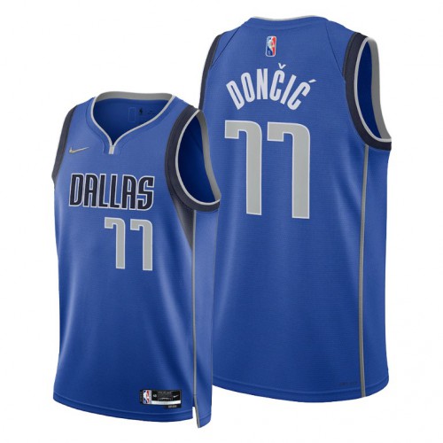 Dallas Mavericks #77 Luka Doncic Mens 2021-22 75th Diamond Anniversary Jersey Blue Mens